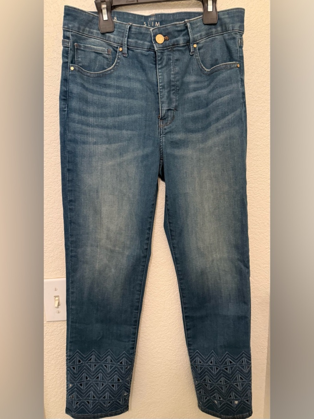 White House Black Market Slim Crop Jeans in Medium Blue